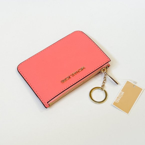 Michael Kors Jet Set Travel Small Coin Pouch ID Key Holder Wallet Grapefruit - Picture 4 of 11